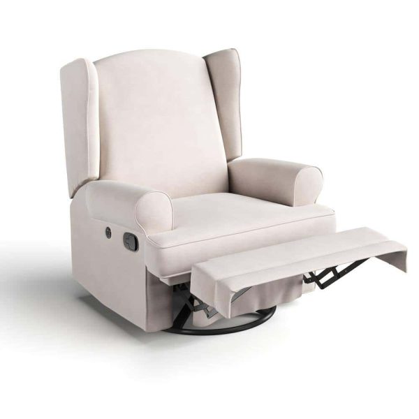 Serenity Ivory Wingback Upholstered Recline Glider - Image 6