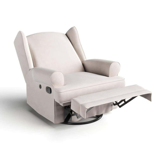Serenity Ivory Wingback Upholstered Recline Glider - Image 7