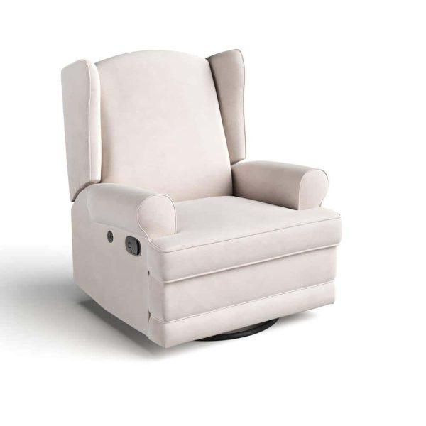 Serenity Ivory Wingback Upholstered Recline Glider