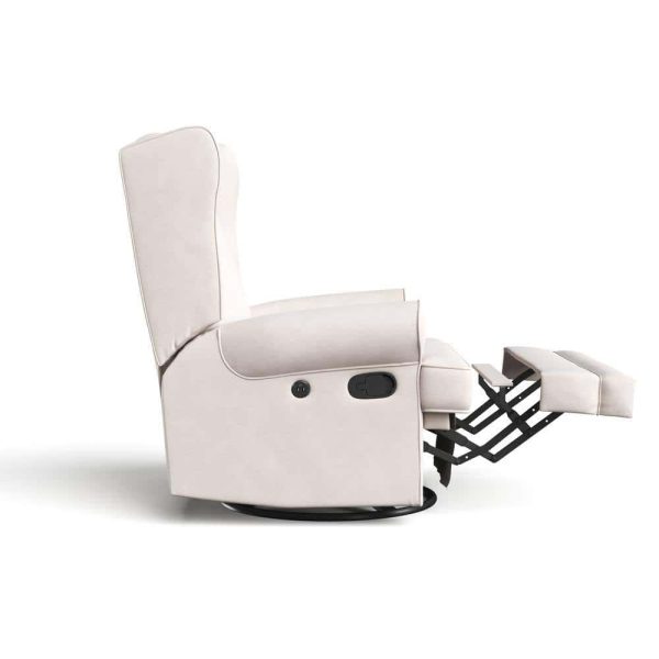 Serenity Ivory Wingback Upholstered Recline Glider - Image 9