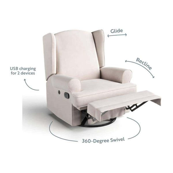 Serenity Ivory Wingback Upholstered Recline Glider - Image 3
