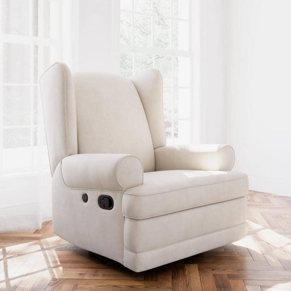 Serenity Ivory Wingback Upholstered Recline Glider - Image 2