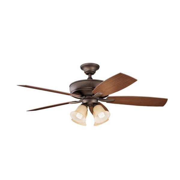 KICHLER Monarch II Patio 52 in. Outdoor Weathered Copper Downrod Mount Ceiling Fan with Remote - Image 6