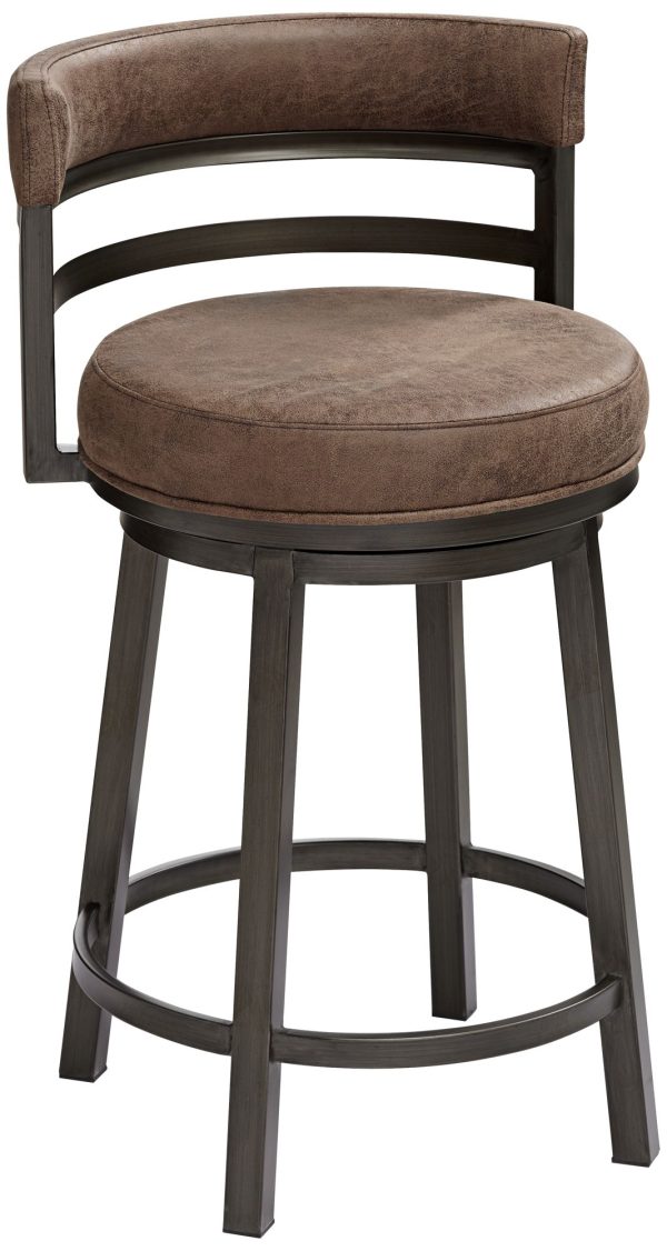 Madrid 26 1/2  Bandero Tobacco Fabric Swivel Counter Stool - Image 11