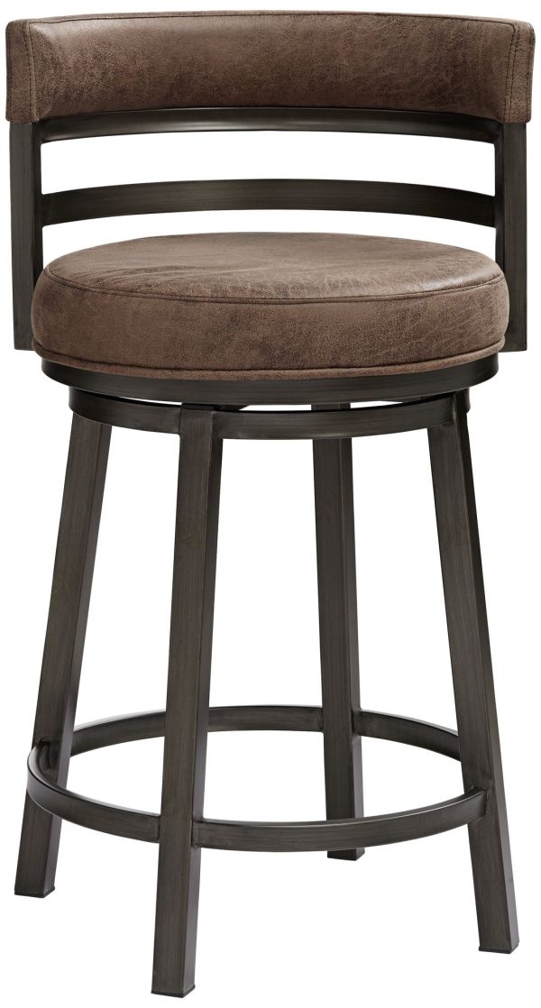 Madrid 26 1/2  Bandero Tobacco Fabric Swivel Counter Stool - Image 7