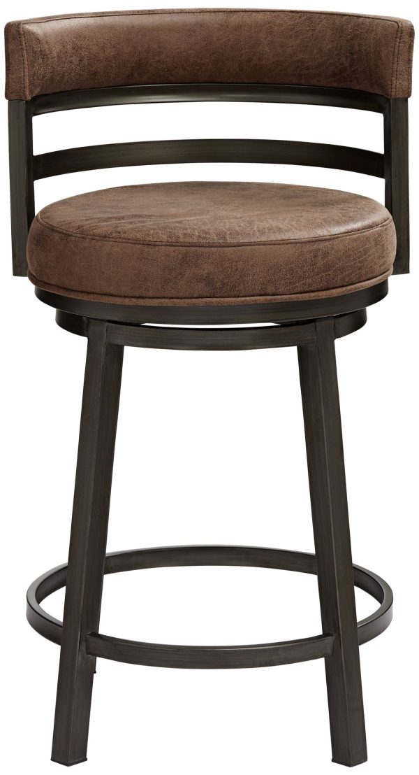 Madrid 26 1/2  Bandero Tobacco Fabric Swivel Counter Stool - Image 6