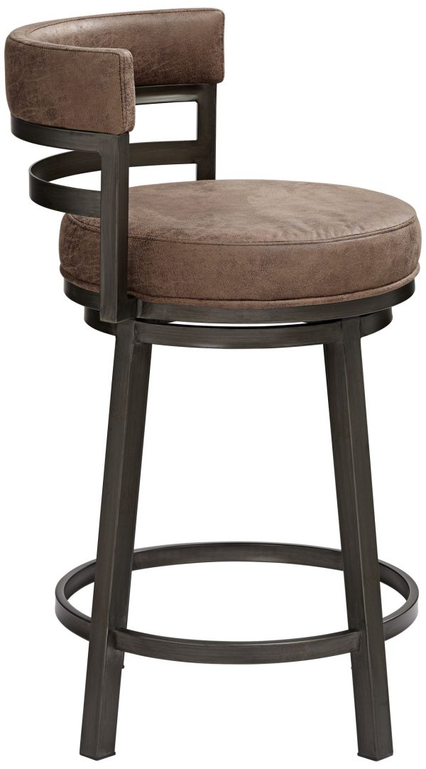Madrid 26 1/2  Bandero Tobacco Fabric Swivel Counter Stool - Image 5