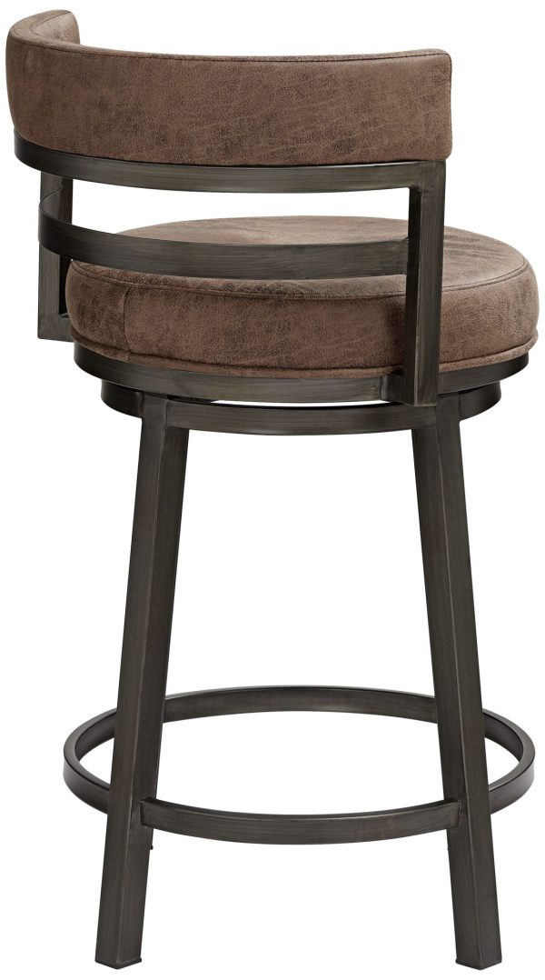 Madrid 26 1/2  Bandero Tobacco Fabric Swivel Counter Stool - Image 4