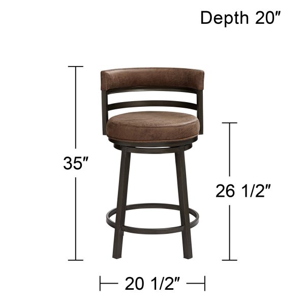 Madrid 26 1/2  Bandero Tobacco Fabric Swivel Counter Stool - Image 2