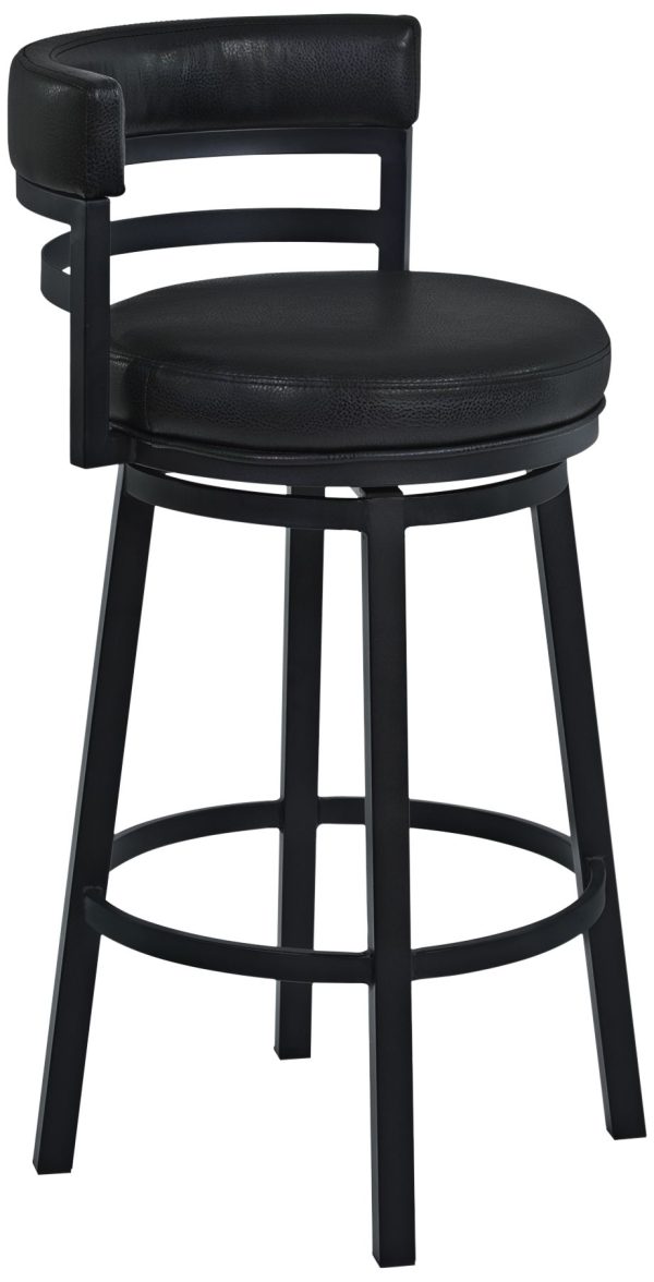 Madrid 26 1/2  Ford Black Faux Leather Swivel Counter Stool - Image 8