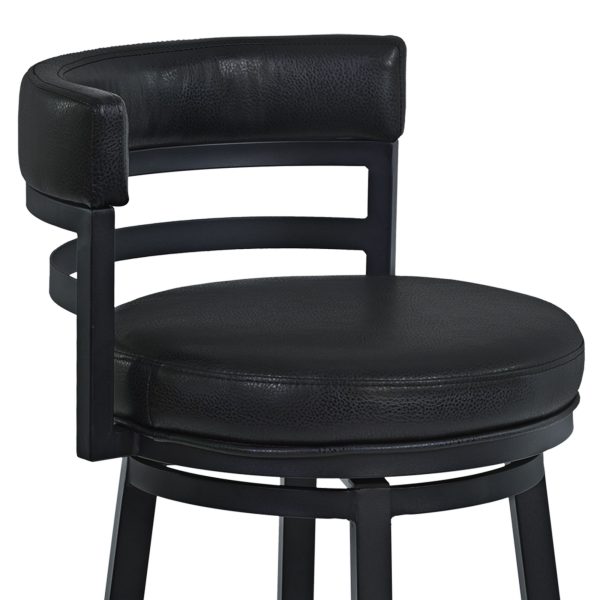 Madrid 26 1/2  Ford Black Faux Leather Swivel Counter Stool - Image 7