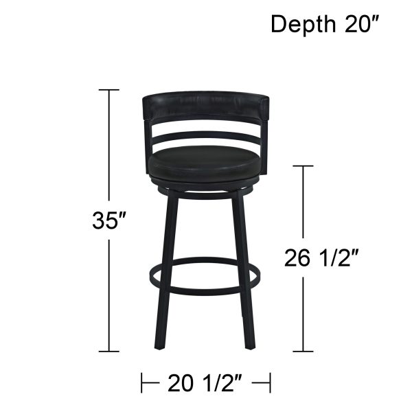 Madrid 26 1/2  Ford Black Faux Leather Swivel Counter Stool - Image 2