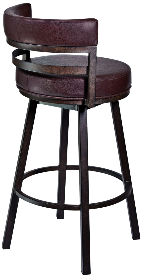 Madrid 26 1/2  Ford Brown Faux Leather Swivel Counter Stool - Image 5