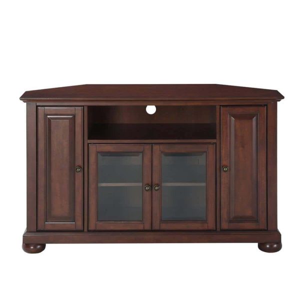 Crosley Alexandria 48 in. Mahogany Wood Corner TV Stand Fits TVs Up to 52 in. with Storage Doors - Image 4