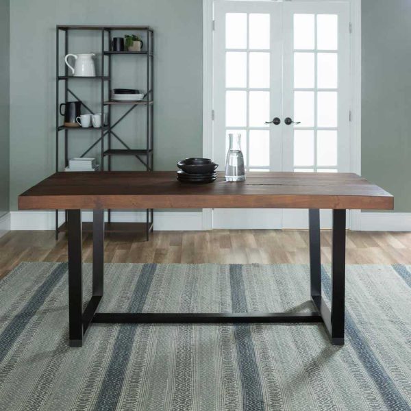 Furniture Company  Durango 72 in. Mahogany Rustic Urban Industrial Farmhouse Distressed Solid Wood Dining Table