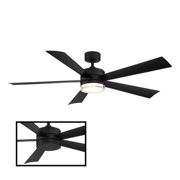 Modern Forms Wynd 52 in. Smart Indoor/Outdoor 5-Blade Ceiling Fan Matte Black with 3000K LED and Remote Control - Image 12
