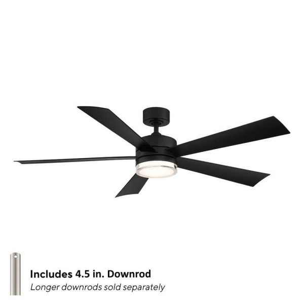 Modern Forms Wynd 52 in. Smart Indoor/Outdoor 5-Blade Ceiling Fan Matte Black with 3000K LED and Remote Control - Image 7