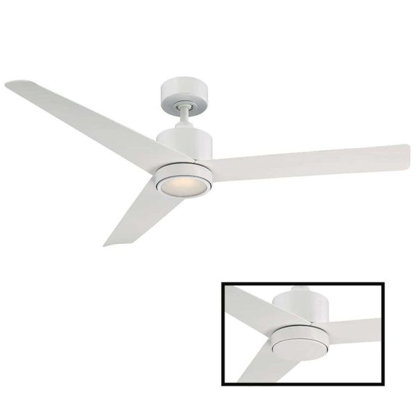Modern Forms Lotus 54 in. LED Indoor/Outdoor Matte White 3-Blade Smart Ceiling Fan with 3000K Light Kit and Wall Control