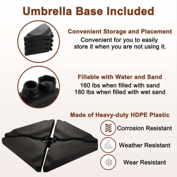 Mondawe High-Quality 10 ft. x 13 ft. Aluminum Rectangular Cantilever Outdoor Patio Umbrella 360-Degree Rotation in Blue w/Base - Image 2