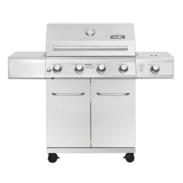 Grills 25392 4-Burner Propane Gas Grill in Stainless Steel with LED Controls and Side Burner