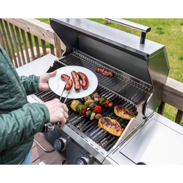 Grills 25392 4-Burner Propane Gas Grill in Stainless Steel with LED Controls and Side Burner - Image 4
