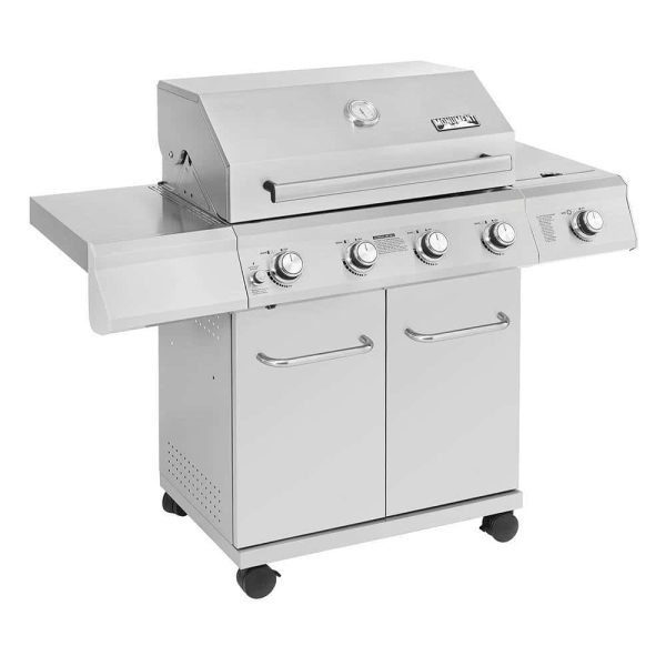 Grills 25392 4-Burner Propane Gas Grill in Stainless Steel with LED Controls and Side Burner - Image 8