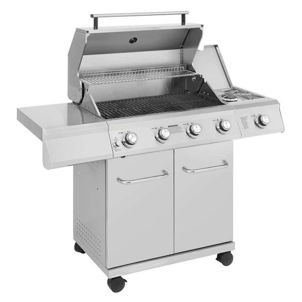 Grills 25392 4-Burner Propane Gas Grill in Stainless Steel with LED Controls and Side Burner - Image 12