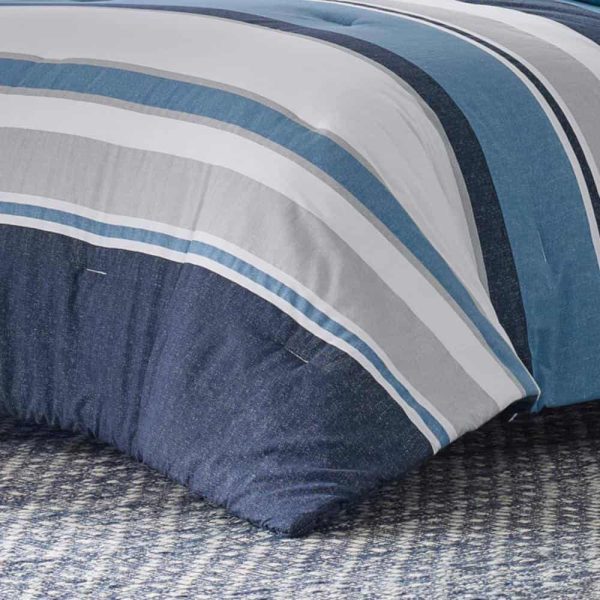 Nautica  Westport 5-Piece Navy Blue Cotton Striped King Comforter Bonus Set - Image 4