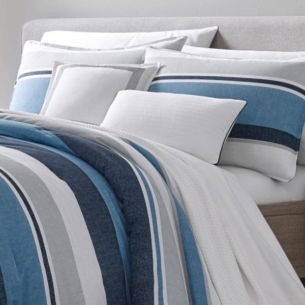 Nautica  Westport 5-Piece Navy Blue Cotton Striped King Comforter Bonus Set - Image 3
