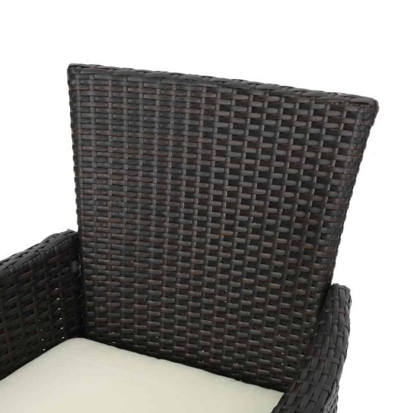 Ava Brown 3-Piece Aluminum and Plastic Square Outdoor Bistro Set with Beige Cushions - Image 6