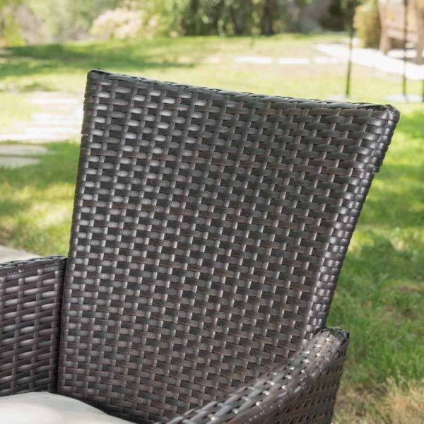 Ava Brown 3-Piece Aluminum and Plastic Square Outdoor Bistro Set with Beige Cushions - Image 3