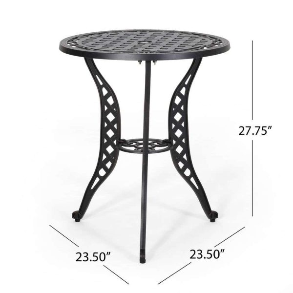 La Sola Black With Bronze 3-Piece Metal Round Outdoor Bistro Set - Image 5
