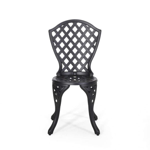 La Sola Black With Bronze 3-Piece Metal Round Outdoor Bistro Set - Image 6