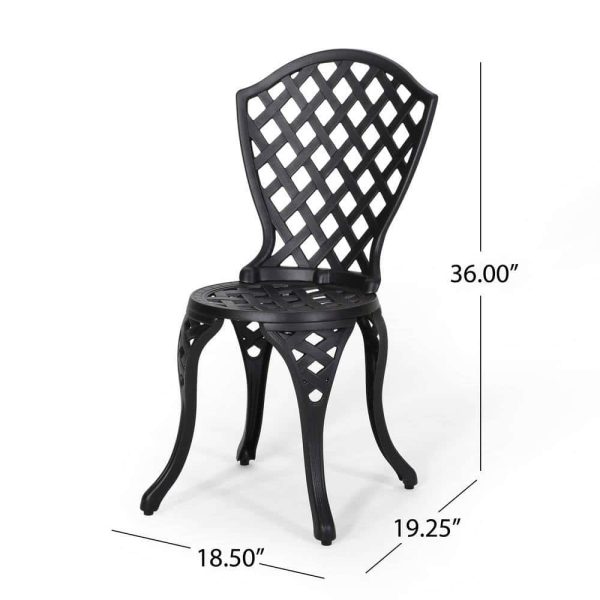 La Sola Black With Bronze 3-Piece Metal Round Outdoor Bistro Set - Image 4