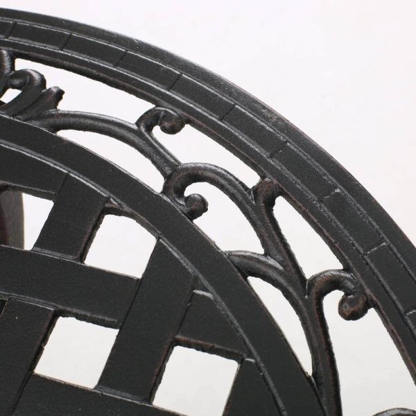 La Sola Black With Bronze 3-Piece Metal Round Outdoor Bistro Set - Image 3