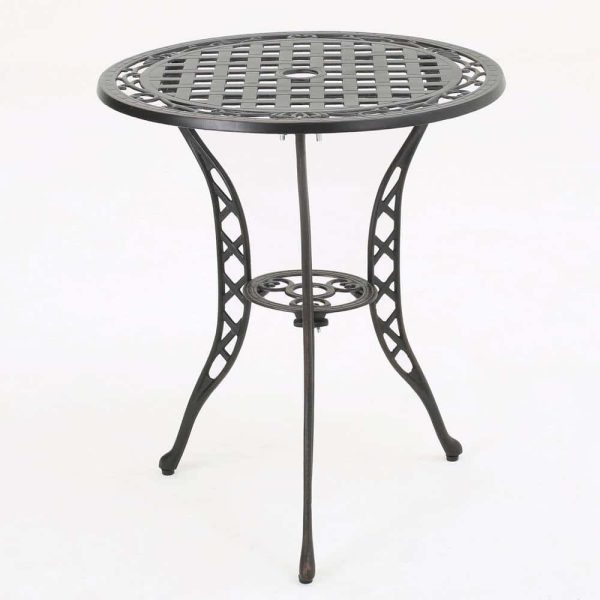La Sola Black With Bronze 3-Piece Metal Round Outdoor Bistro Set - Image 7