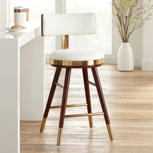 Studio 55D Parker 27 3/4  High White Leather Counter Stool