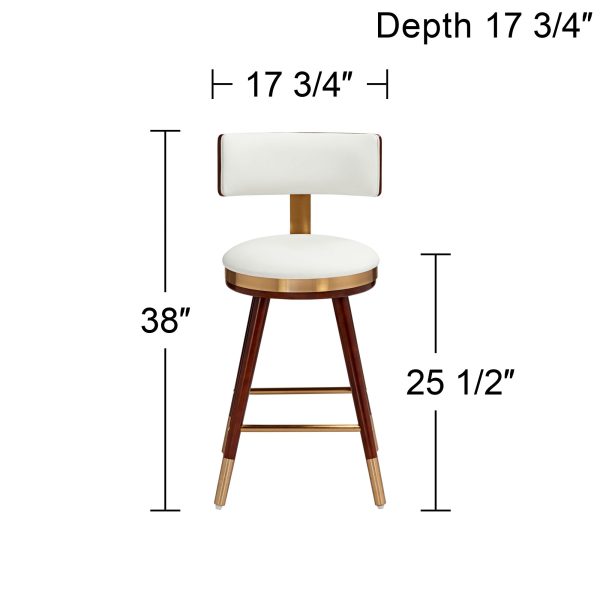 Studio 55D Parker 27 3/4  High White Leather Counter Stool - Image 3