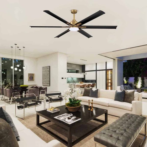 Parrot Uncle 72 in. Modern 6-Blade Integrated LED Brass Gold Ceiling Fan with Light and Remote Control - Image 2