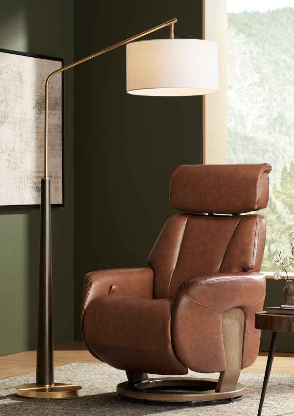 Pilar 72 1/2  Warm Gold and Espresso Arc Floor Lamp - Image 2