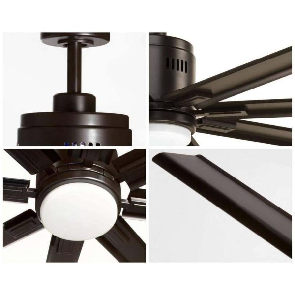 Progress Lighting Vast Collection 72 in. 8-Blade Indoor Antique Bronze Industrial Ceiling Fan with LED Light and Remote - Image 4