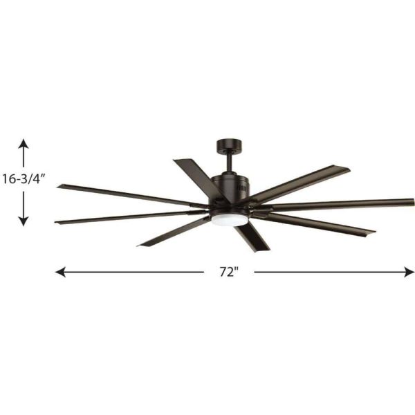 Progress Lighting Vast Collection 72 in. 8-Blade Indoor Antique Bronze Industrial Ceiling Fan with LED Light and Remote - Image 10