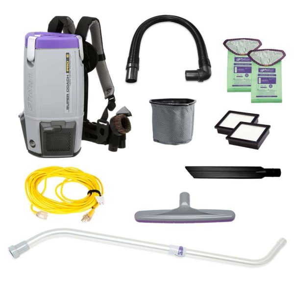 ProTeam 107310 Super Coach Pro 6, 6 Qt. Backpack Vacuum with Xover Multi-Surface and Telescoping Wand Kit