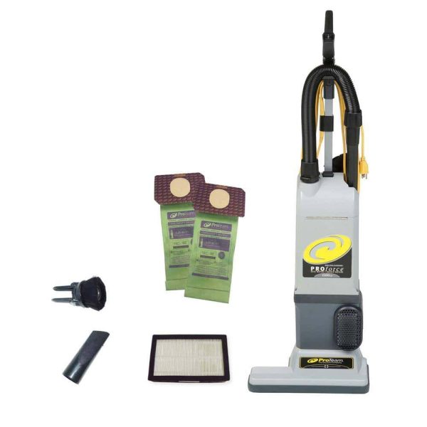ProTeam 107252 ProForce 1500XP Commercial Upright Vacuum Cleaner with ProLevel Filtration, On-Board Tools for Carpets and Hard Floors