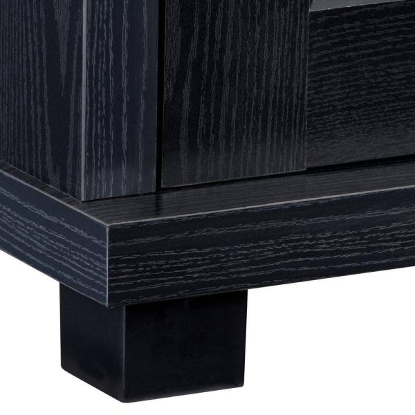 CorLiving  Fremont Black Ravenwood TV Bench with Glass Cabinets for TVs up to 90 in. - Image 4