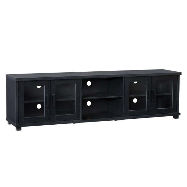 CorLiving  Fremont Black Ravenwood TV Bench with Glass Cabinets for TVs up to 90 in. - Image 9