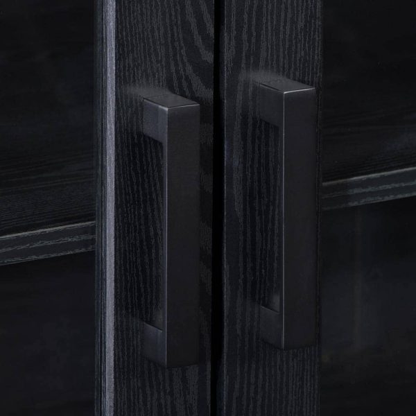 CorLiving  Fremont Black Ravenwood TV Bench with Glass Cabinets for TVs up to 90 in. - Image 12