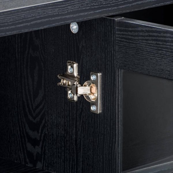 CorLiving  Fremont Black Ravenwood TV Bench with Glass Cabinets for TVs up to 90 in. - Image 2