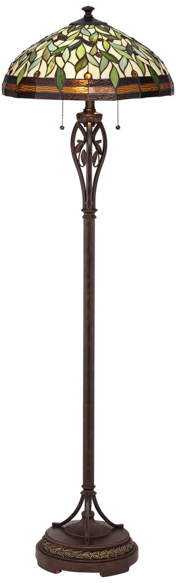 Robert Louis Tiffany Leaf and Vine 60  Tiffany-Style Floor Lamp - Image 2