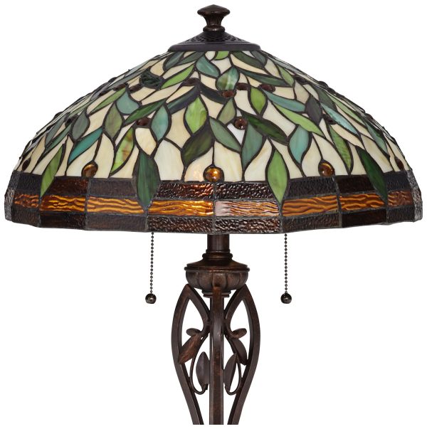 Robert Louis Tiffany Leaf and Vine 60  Tiffany-Style Floor Lamp - Image 7